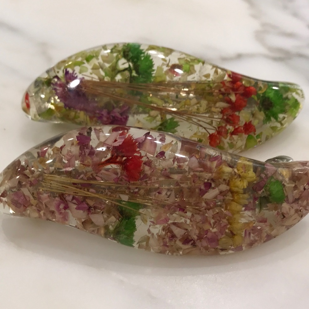 2 Hair Floral Hair Barrettes